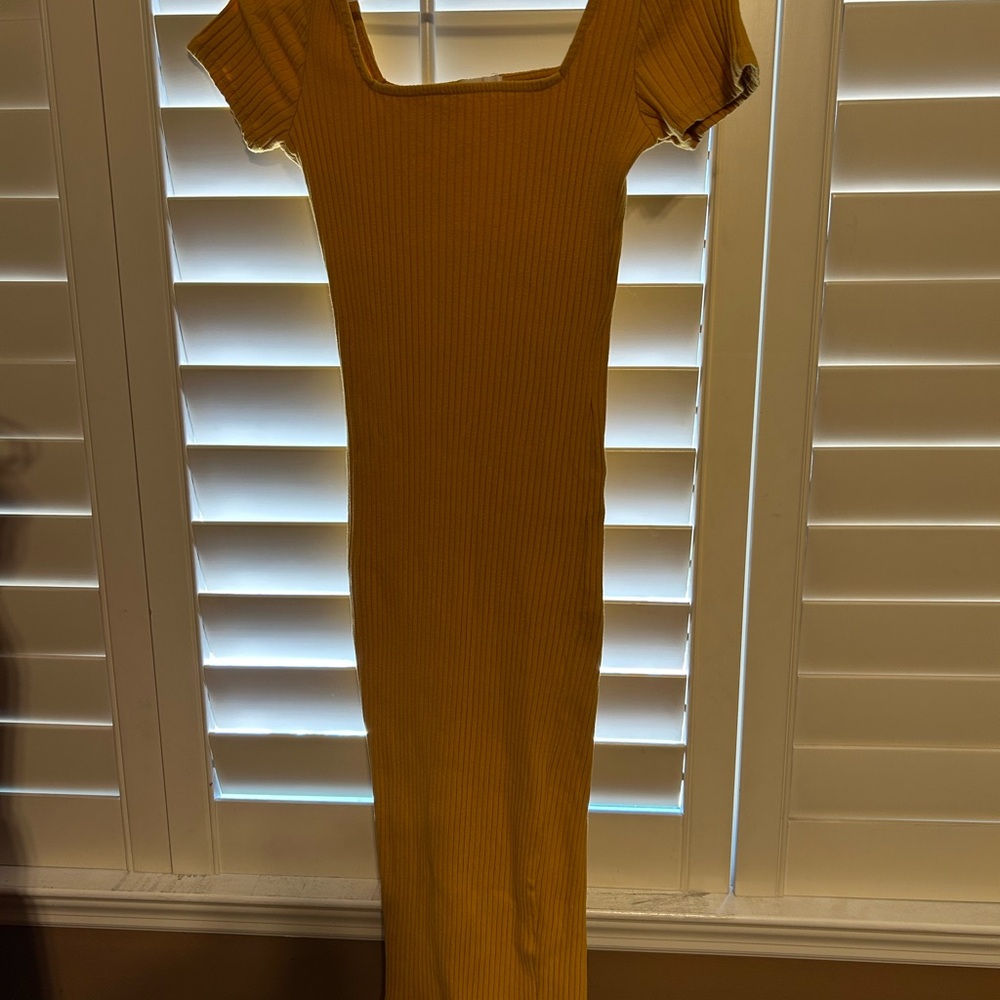 Pinkblush gold  Ribbed Bodycon Midi Dress